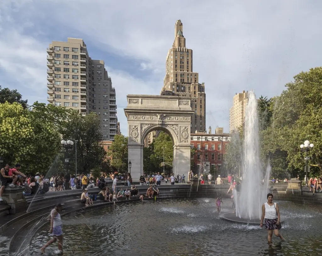 Washington Square fountain and marble arch in Greenwich Village